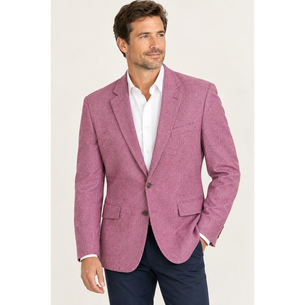 Stafford Signature Mens 52 Reg Pink Linen Cotton Sport Coat Classic Fit Blazer